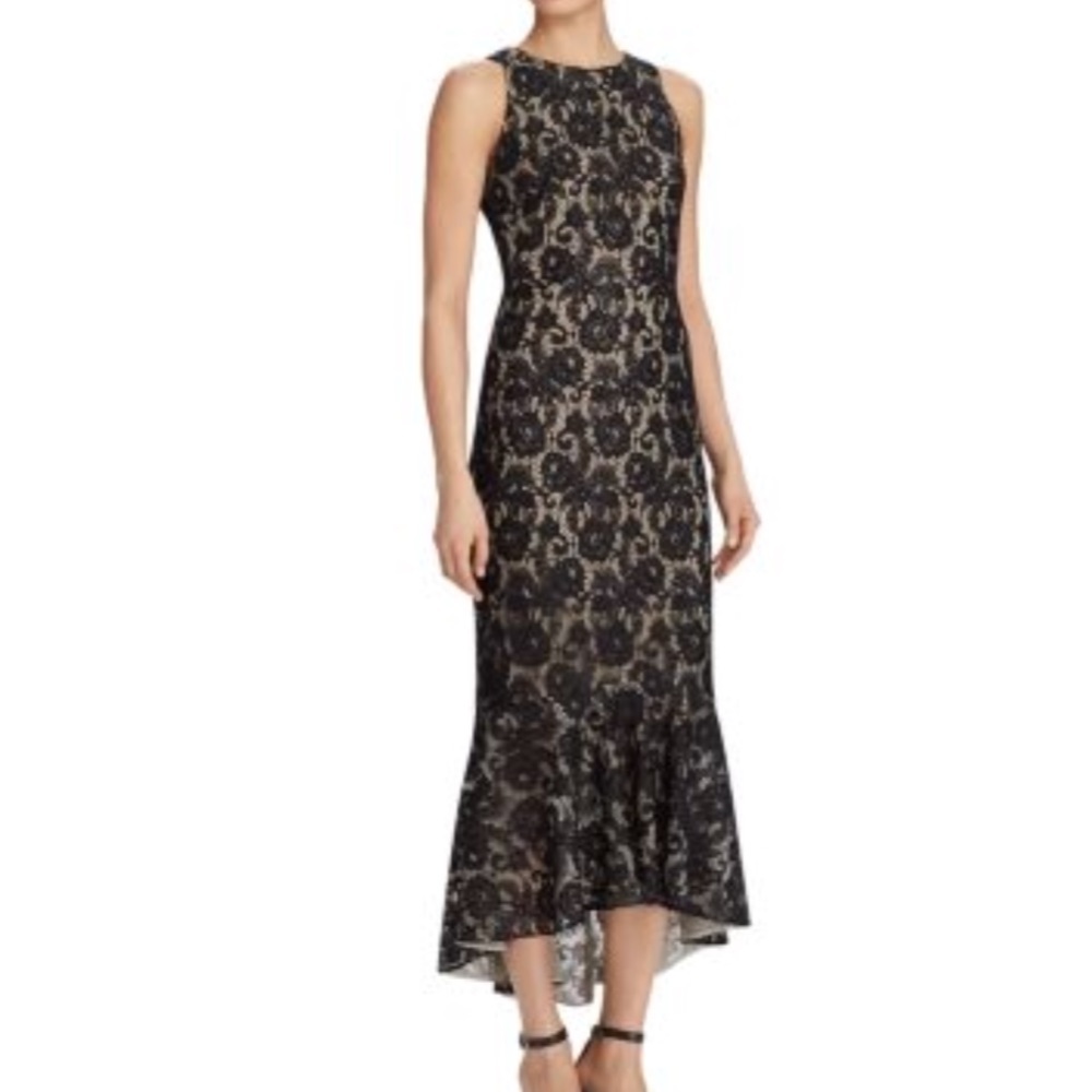 Lauren Ralph Lauren Lace Gown, Black/Champagne